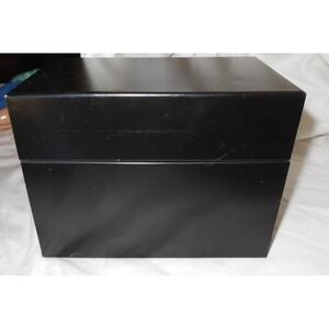 Vintage Ohio Art Co BlackTin Metal w/Recipe Filing Index Card Hinged Box USA